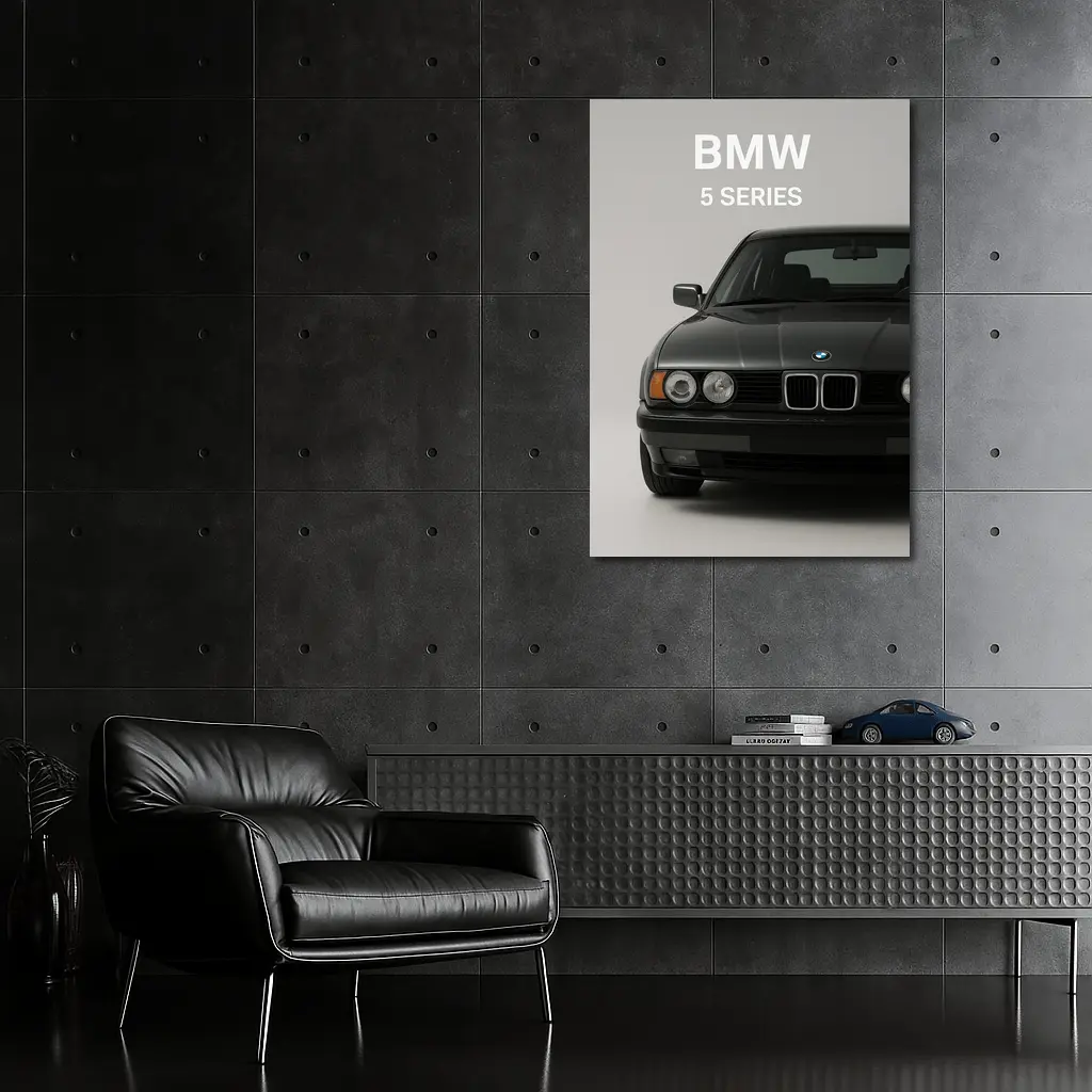 BMW 5 Series Classic Front View Gray – Wall Art
