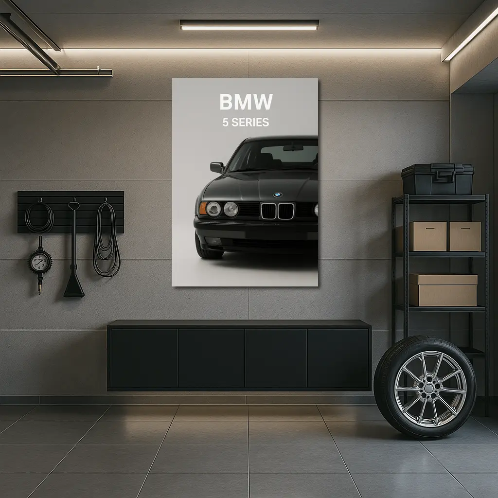 BMW 5 Series Classic Front View Gray – Wall Art