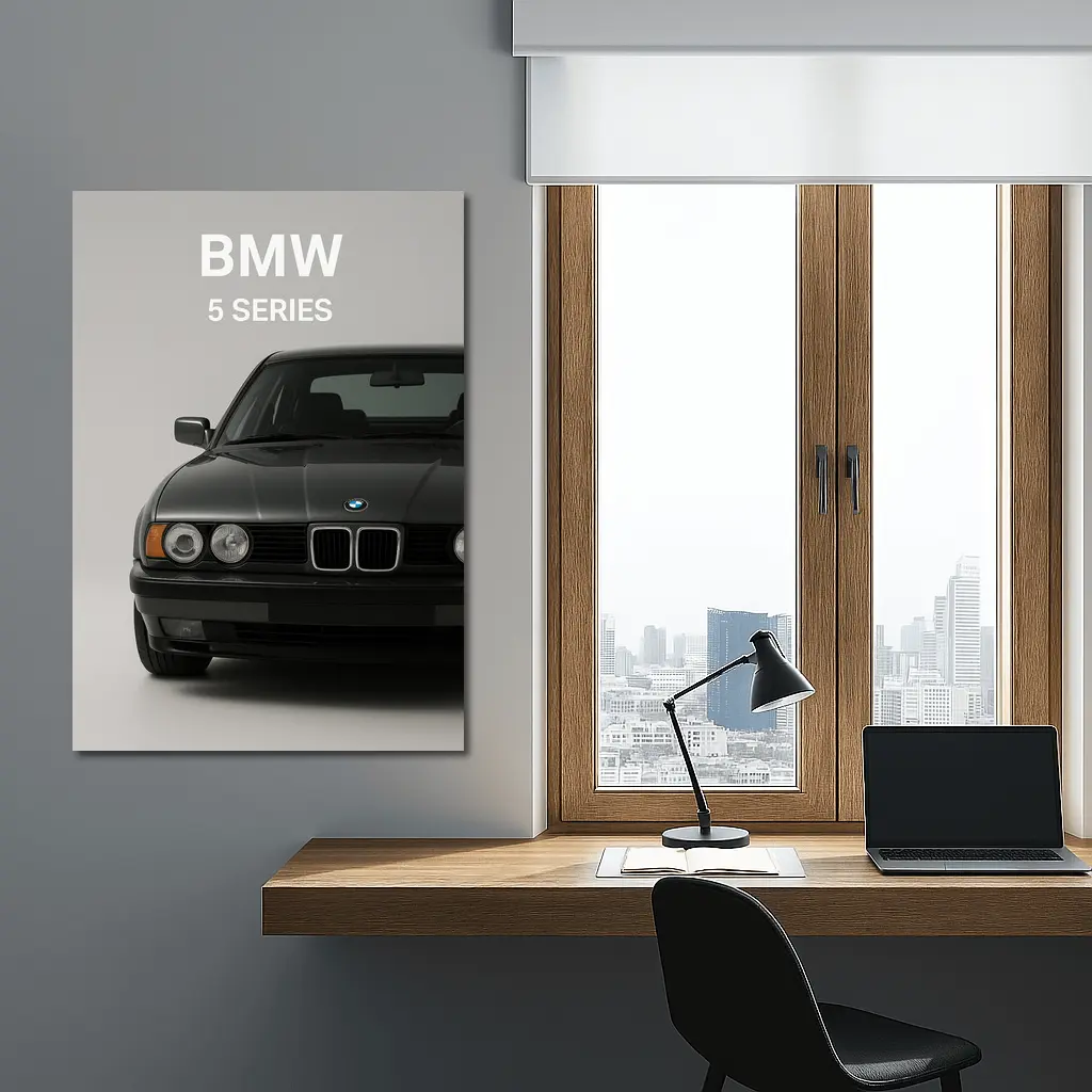 BMW 5 Series Classic Front View Gray – Wall Art