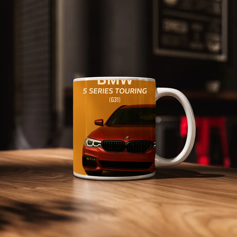 BMW Five Series Touring G31 Orange Background – Mugs