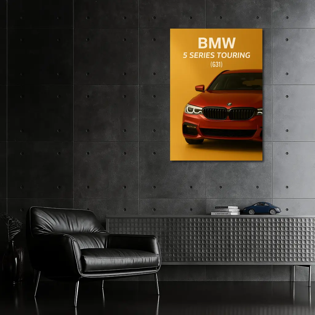 BMW Five Series Touring G31 Orange Background – Wall Art