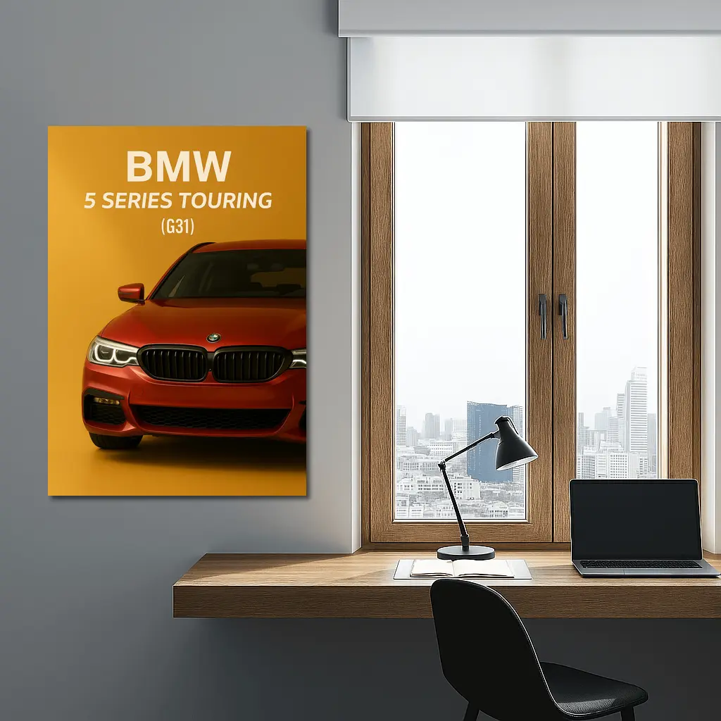 BMW Five Series Touring G31 Orange Background – Wall Art