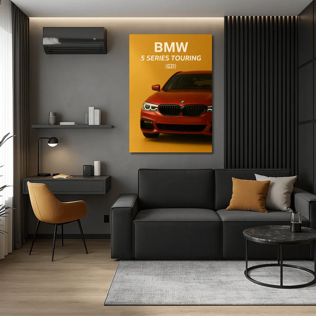 BMW Five Series Touring G31 Orange Background – Wall Art