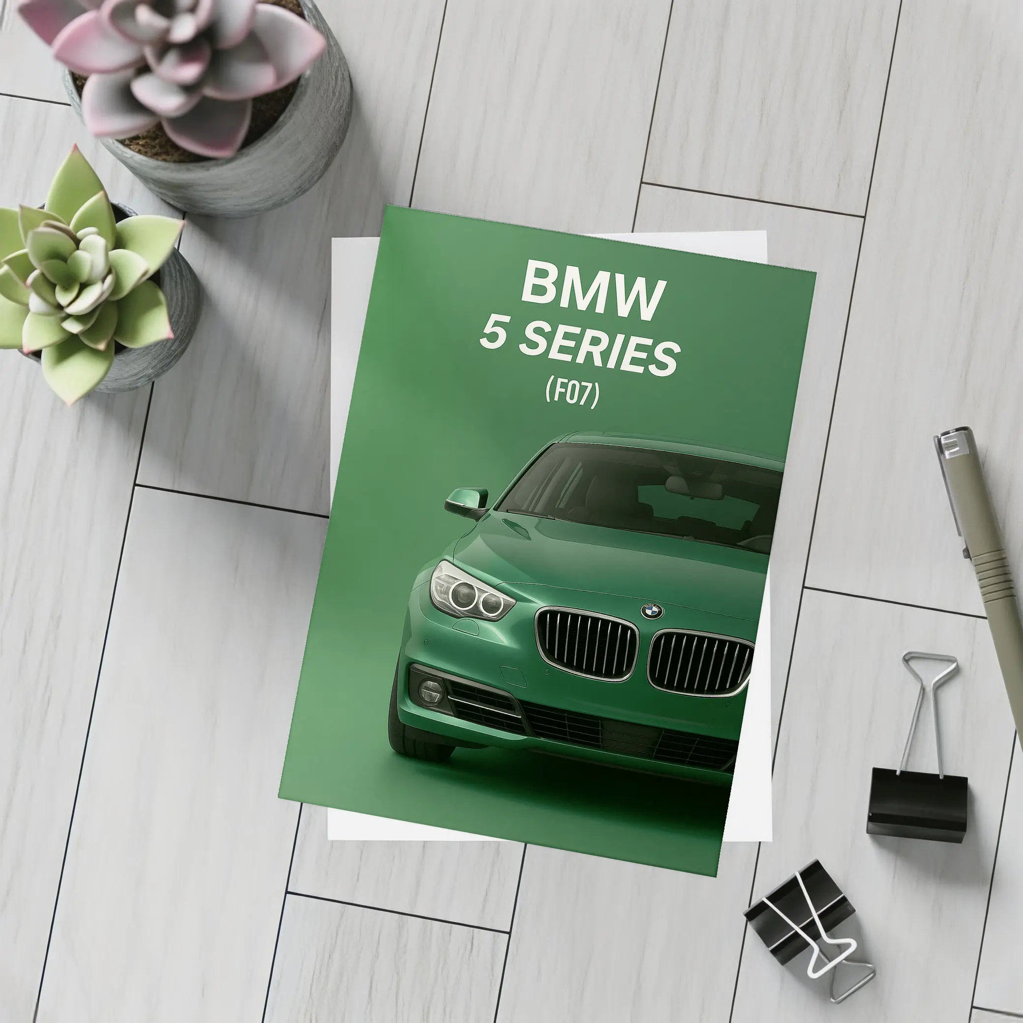 BMW 5 Series F07 Green Front View – Postcards