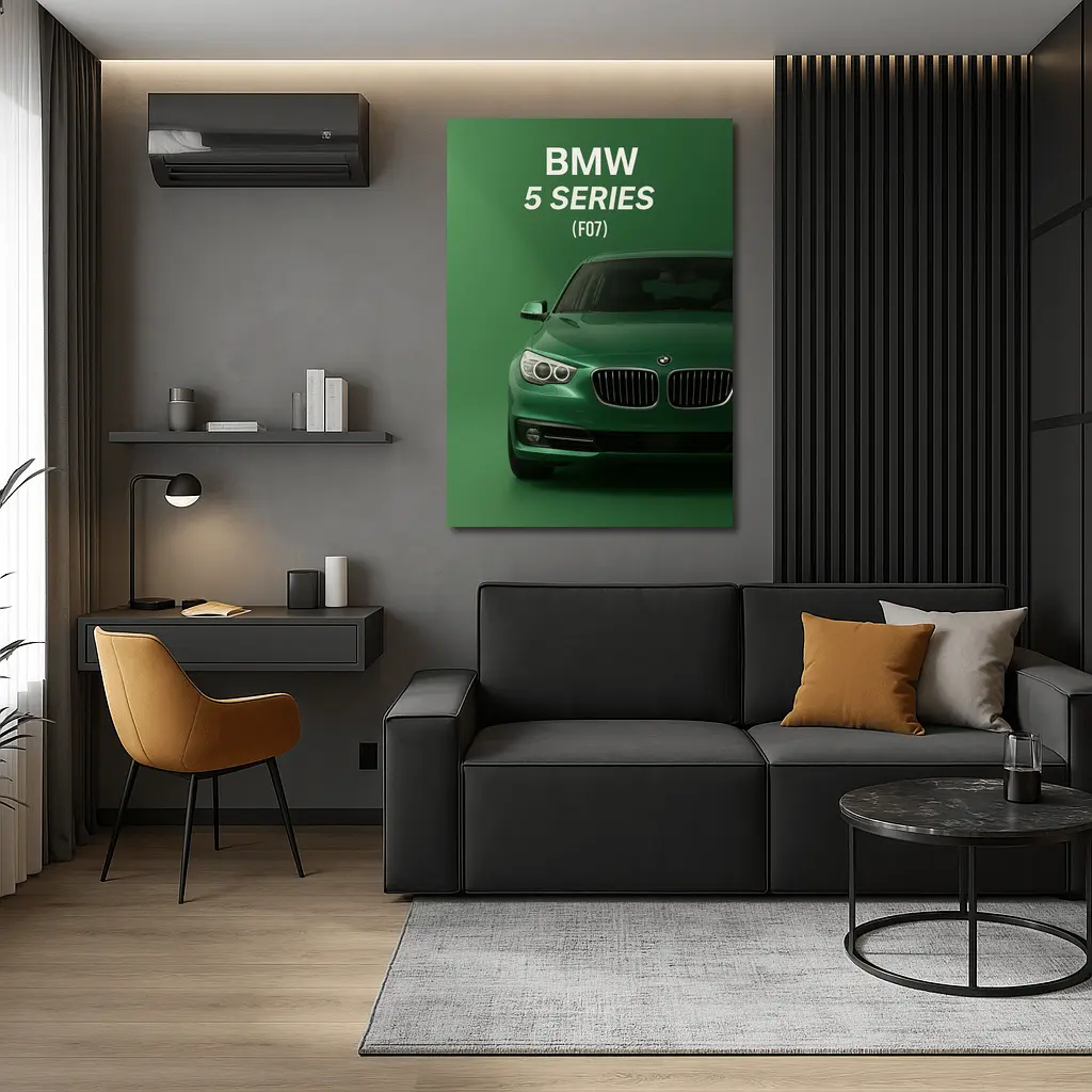 BMW 5 Series F07 Green Front View – Wall Art