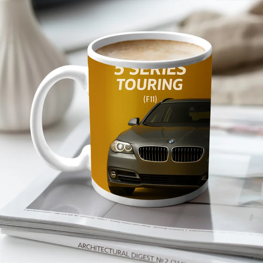 BMW Five Series Touring F11 Gold Background – Mugs