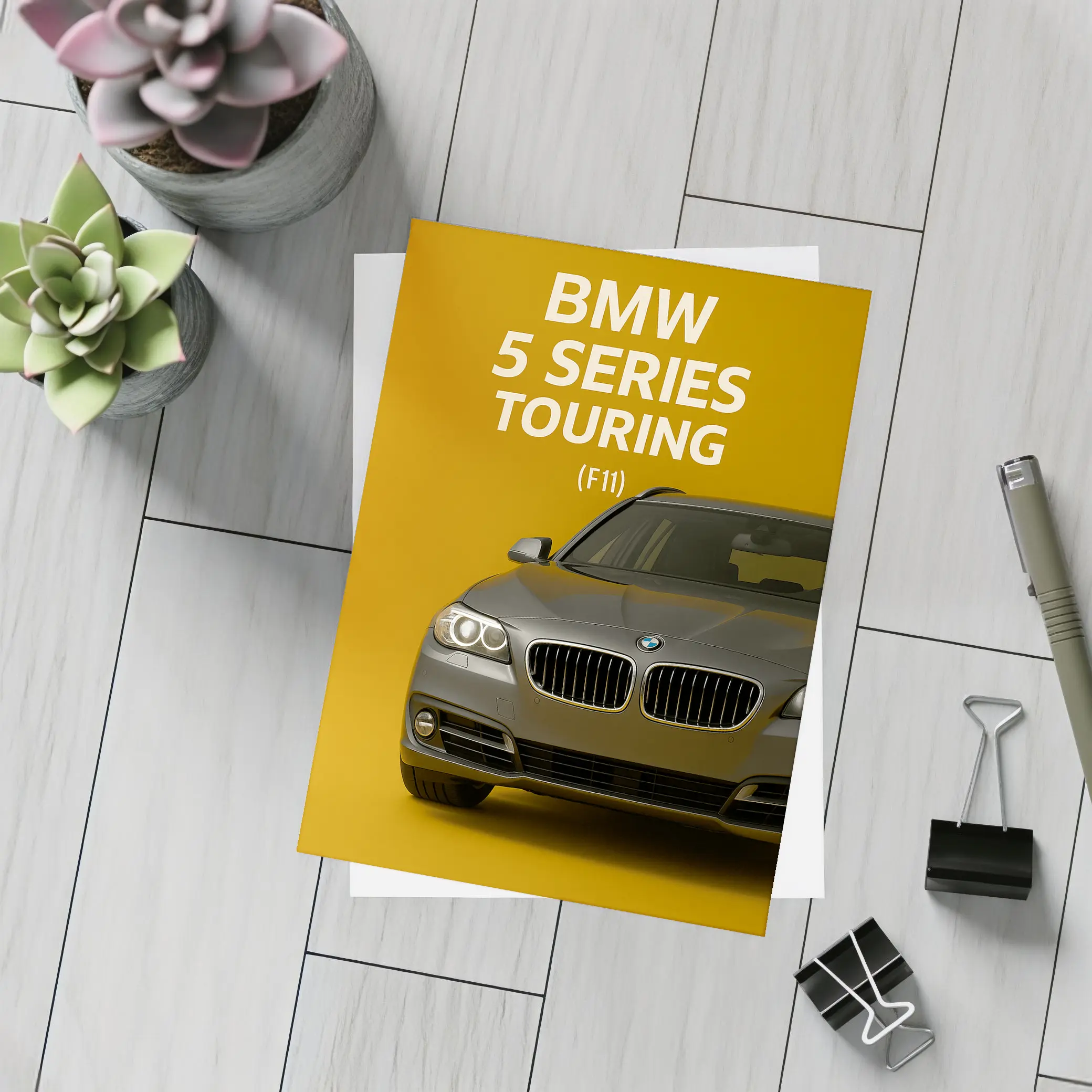 BMW Five Series Touring F11 Gold Background – Postcards
