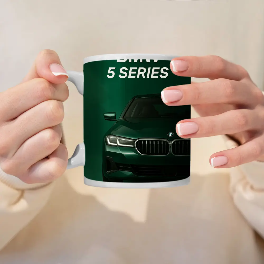 BMW 5 Series Green Studio Front View – Mugs