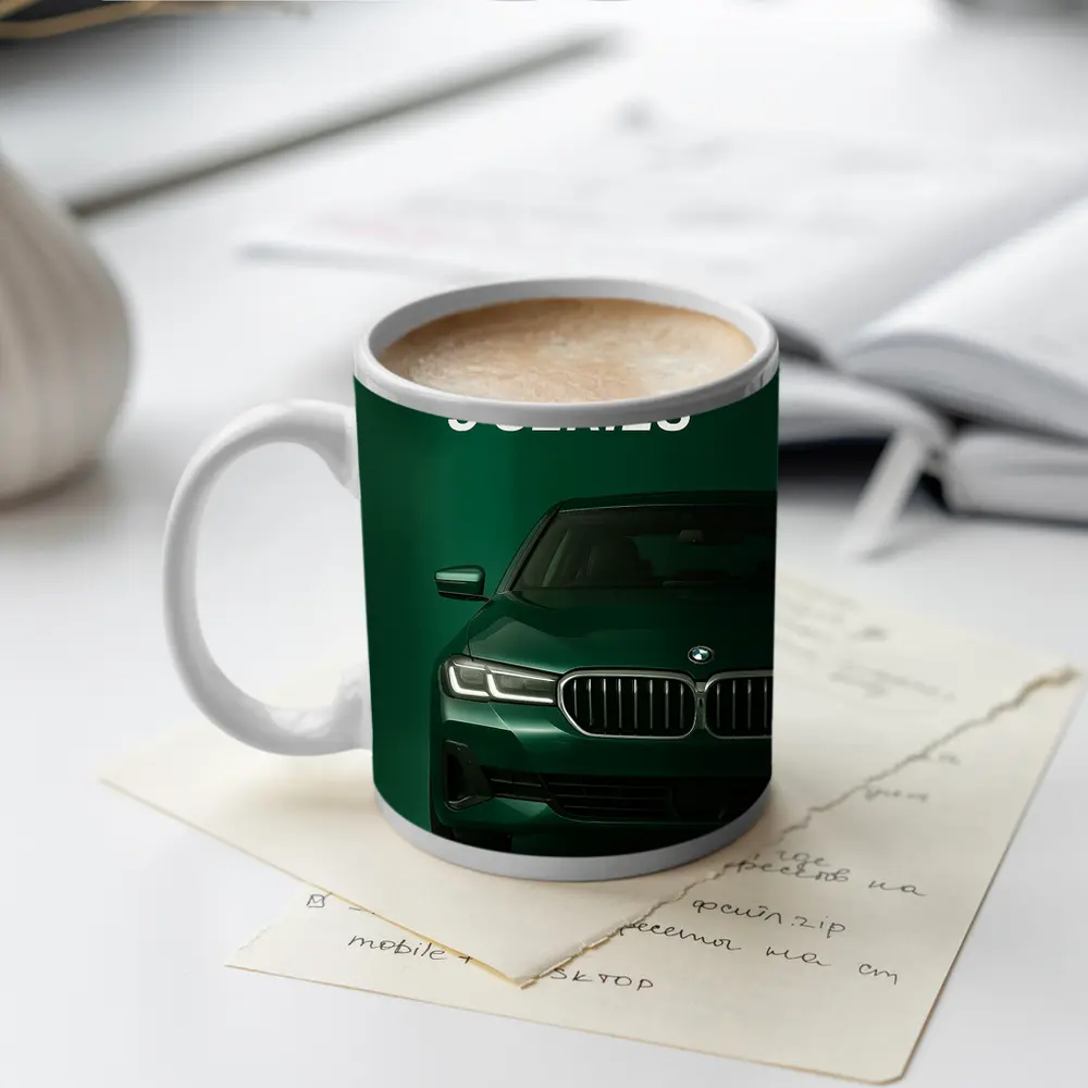 BMW 5 Series Green Studio Front View – Mugs