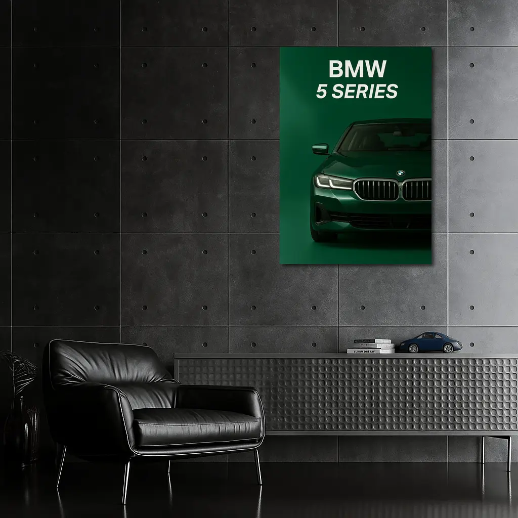 BMW 5 Series Green Studio Front View – Wall Art