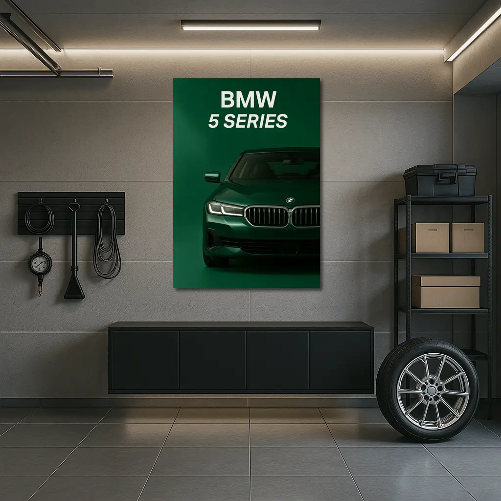 BMW 5 Series Green Studio Front View – Wall Art