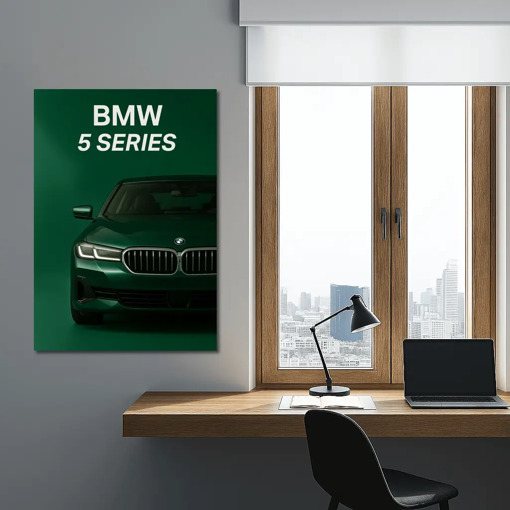 BMW 5 Series Green Studio Front View – Wall Art