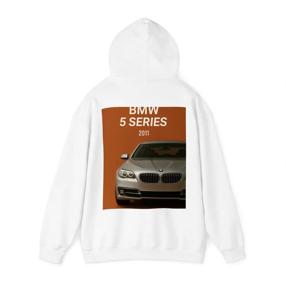 BMW 5 Series Front View Orange Background – Hoodies