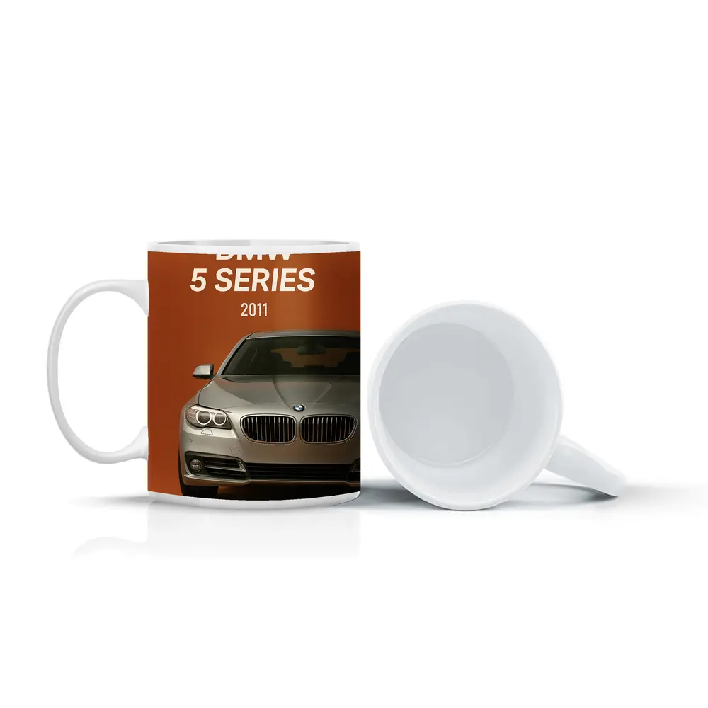 BMW 5 Series Front View Orange Background – Mugs