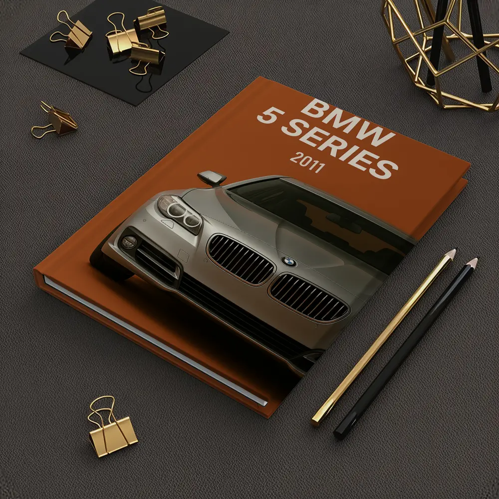 BMW 5 Series Front View Orange Background – Notebooks