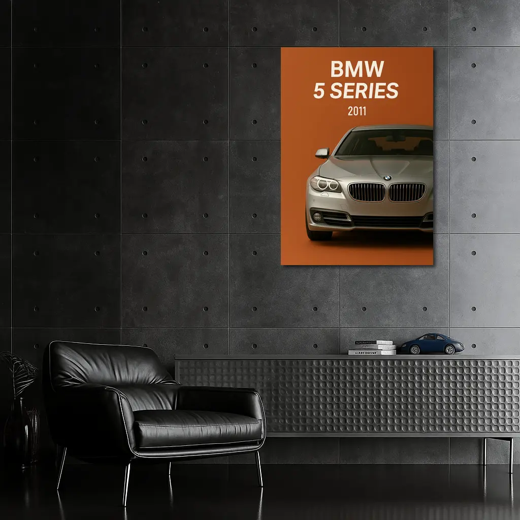 BMW 5 Series Front View Orange Background – Wall Art