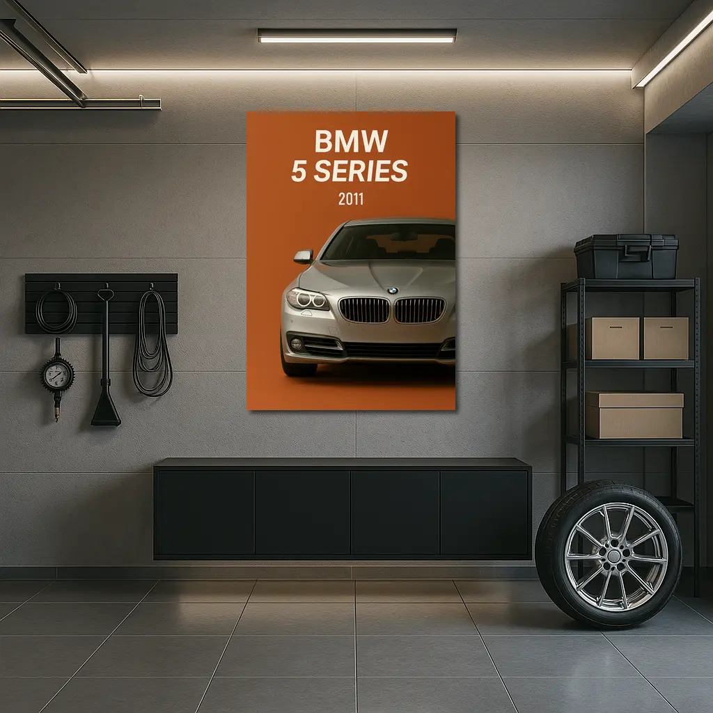 BMW 5 Series Front View Orange Background – Wall Art