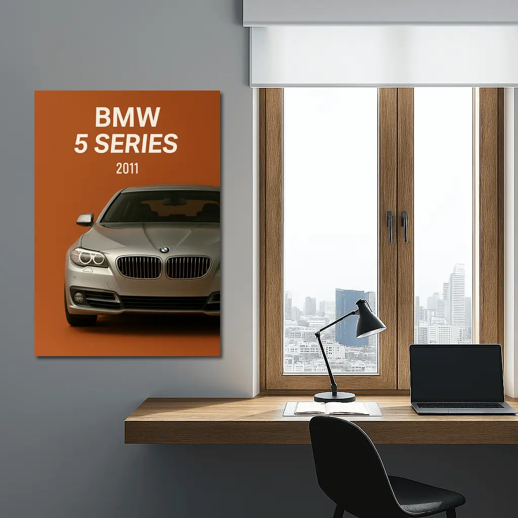 BMW 5 Series Front View Orange Background – Wall Art