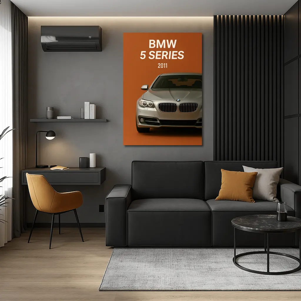 BMW 5 Series Front View Orange Background – Wall Art