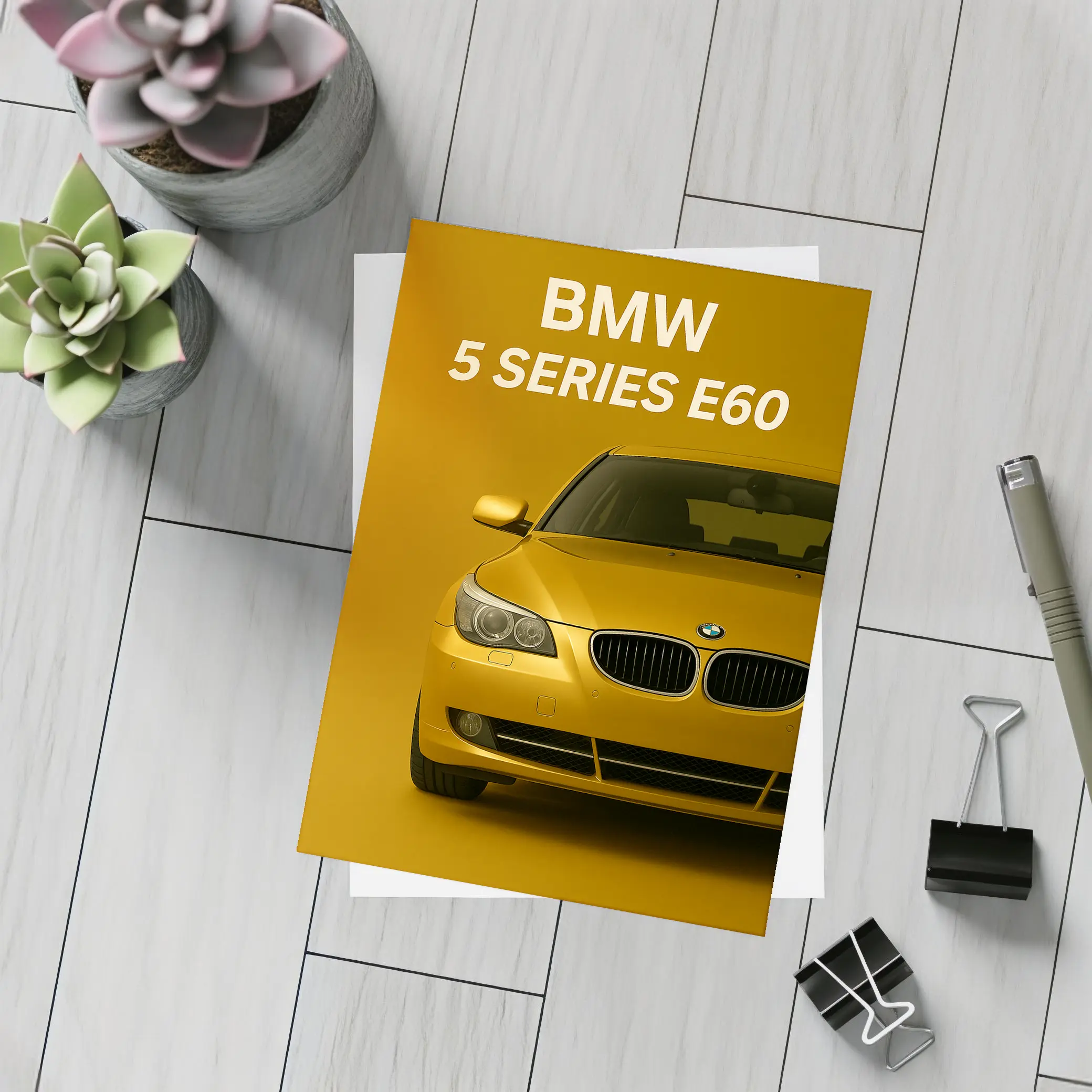 BMW 5 Series E60 Yellow Studio – Postcards