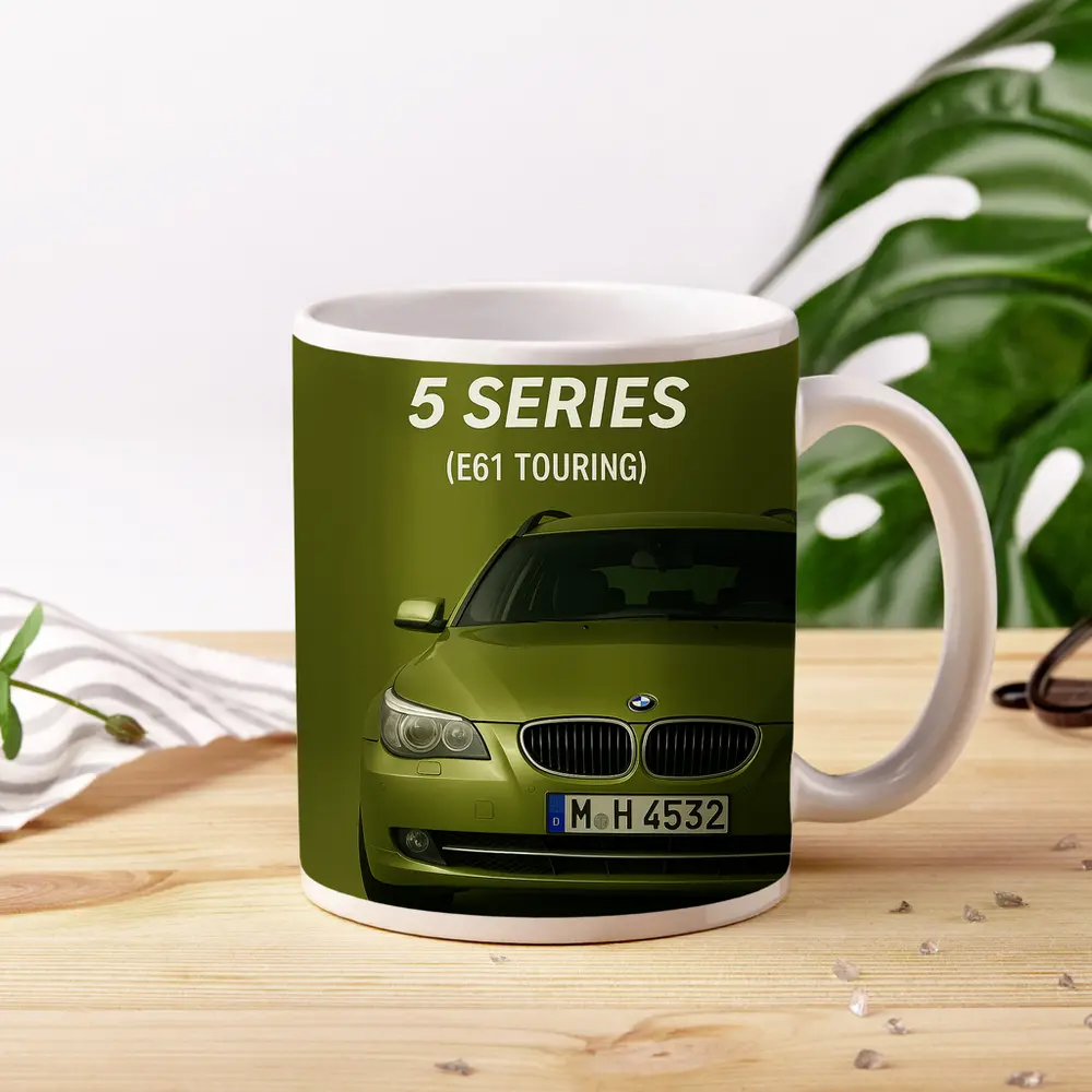 BMW Five Series E61 Touring Green Background – Mugs