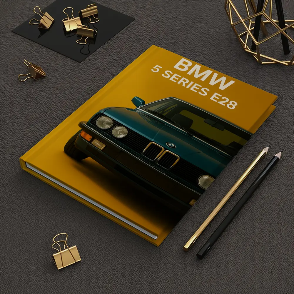 BMW Five Series E28 Yellow Background Art – Notebooks