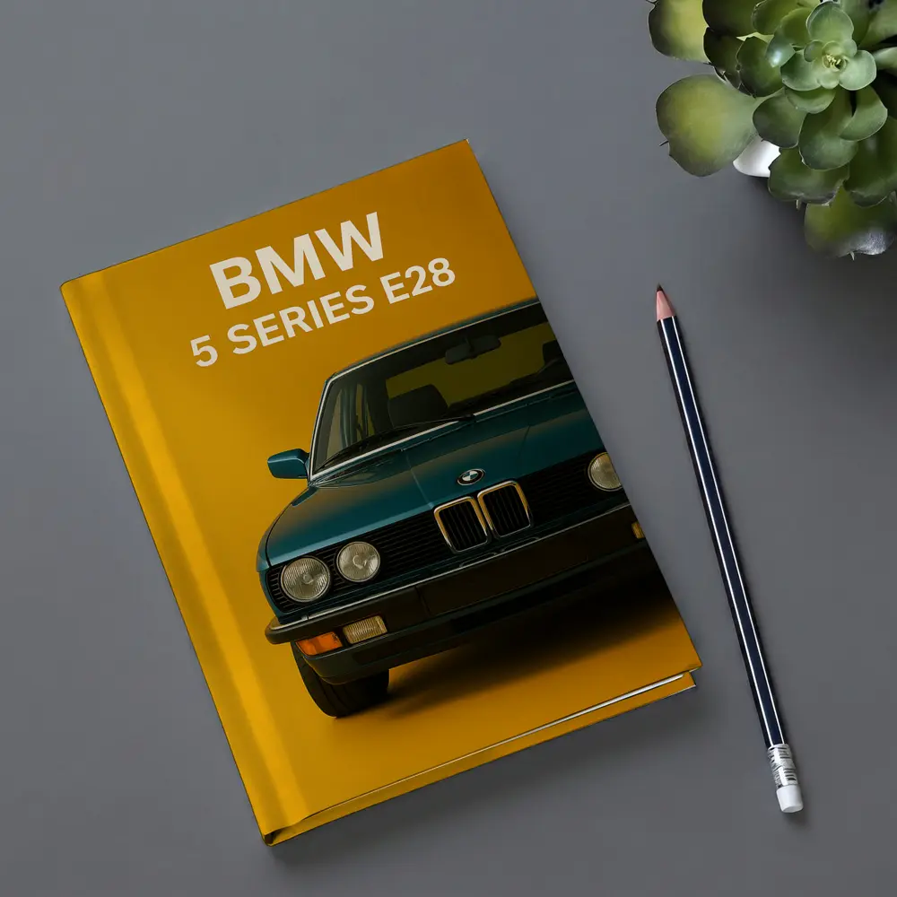 BMW Five Series E28 Yellow Background Art – Notebooks
