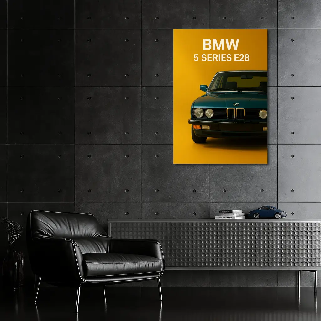 BMW Five Series E28 Yellow Background Art – Wall Art