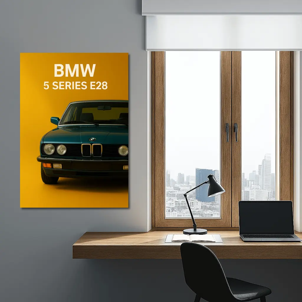BMW Five Series E28 Yellow Background Art – Wall Art