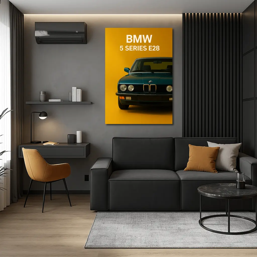 BMW Five Series E28 Yellow Background Art – Wall Art