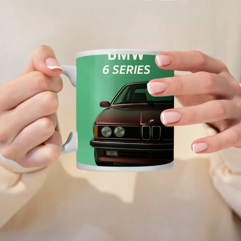 BMW 6 Series Classic Car Green Background – Mugs