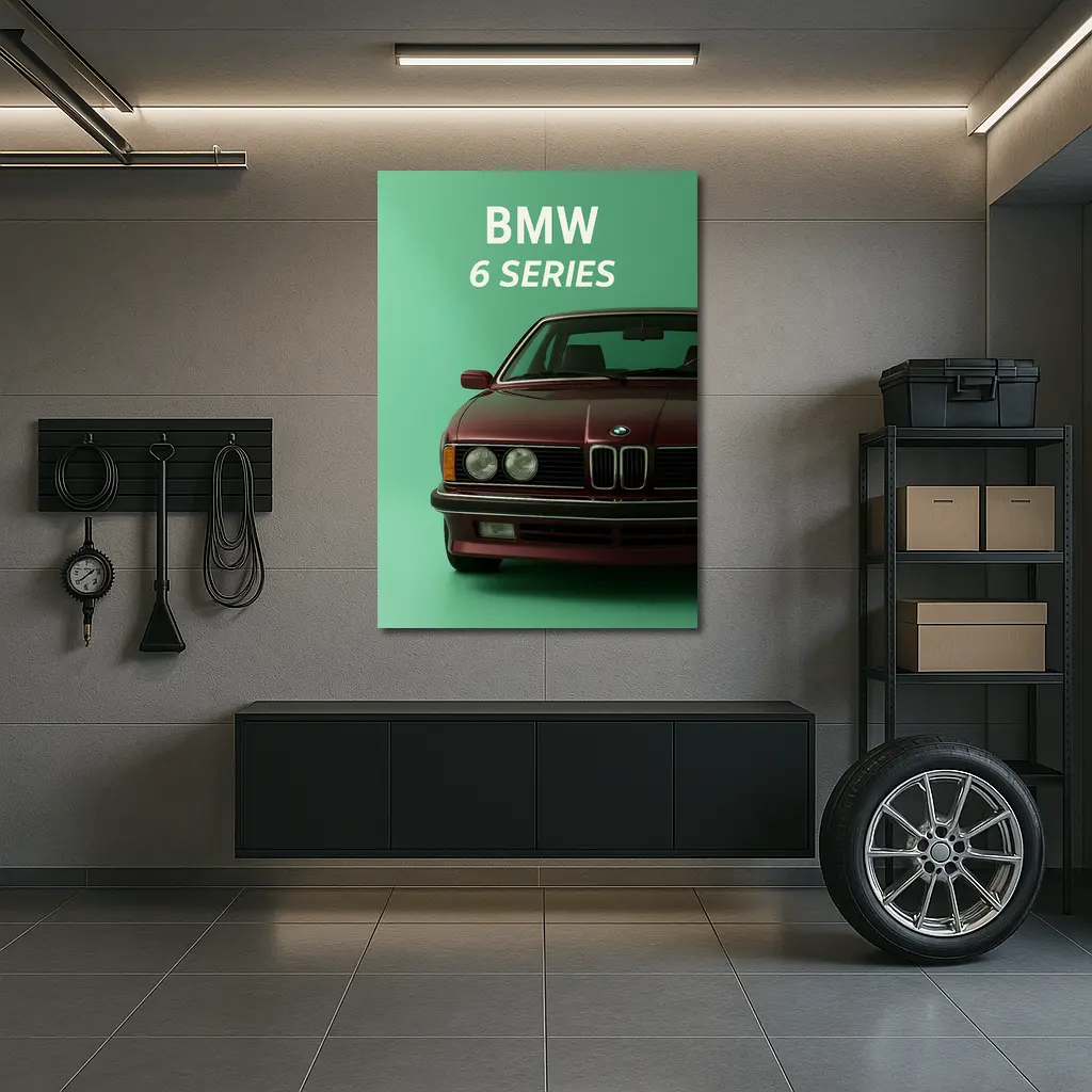 BMW 6 Series Classic Car Green Background – Wall Art