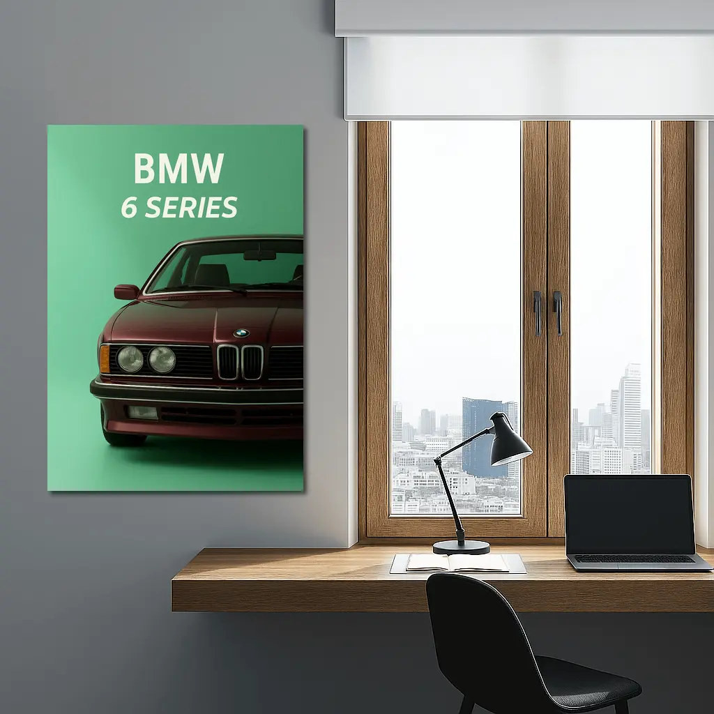 BMW 6 Series Classic Car Green Background – Wall Art