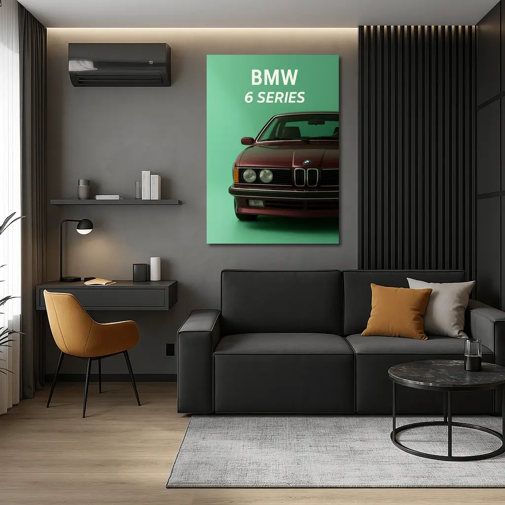 BMW 6 Series Classic Car Green Background – Wall Art