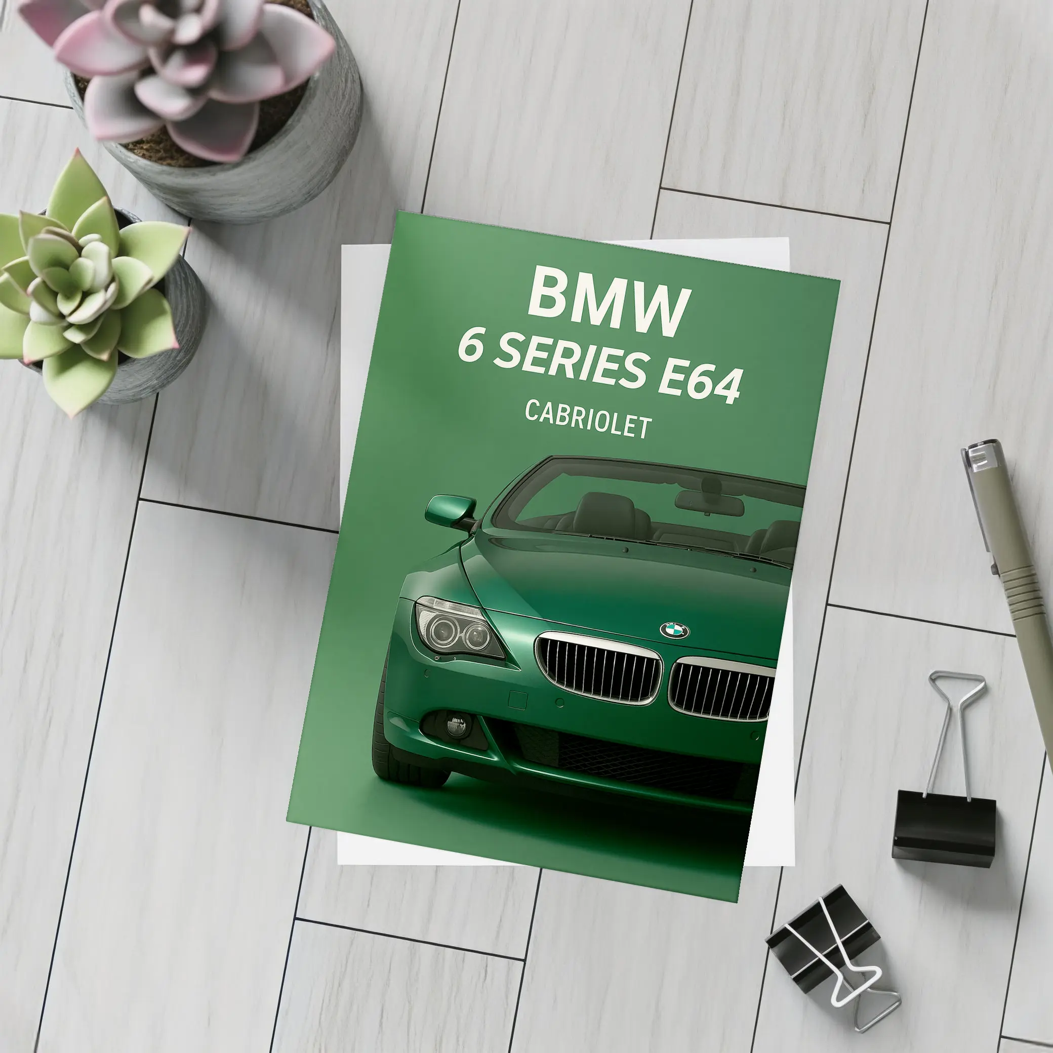 BMW 6 Series E64 Cabriolet Green Art – Postcards