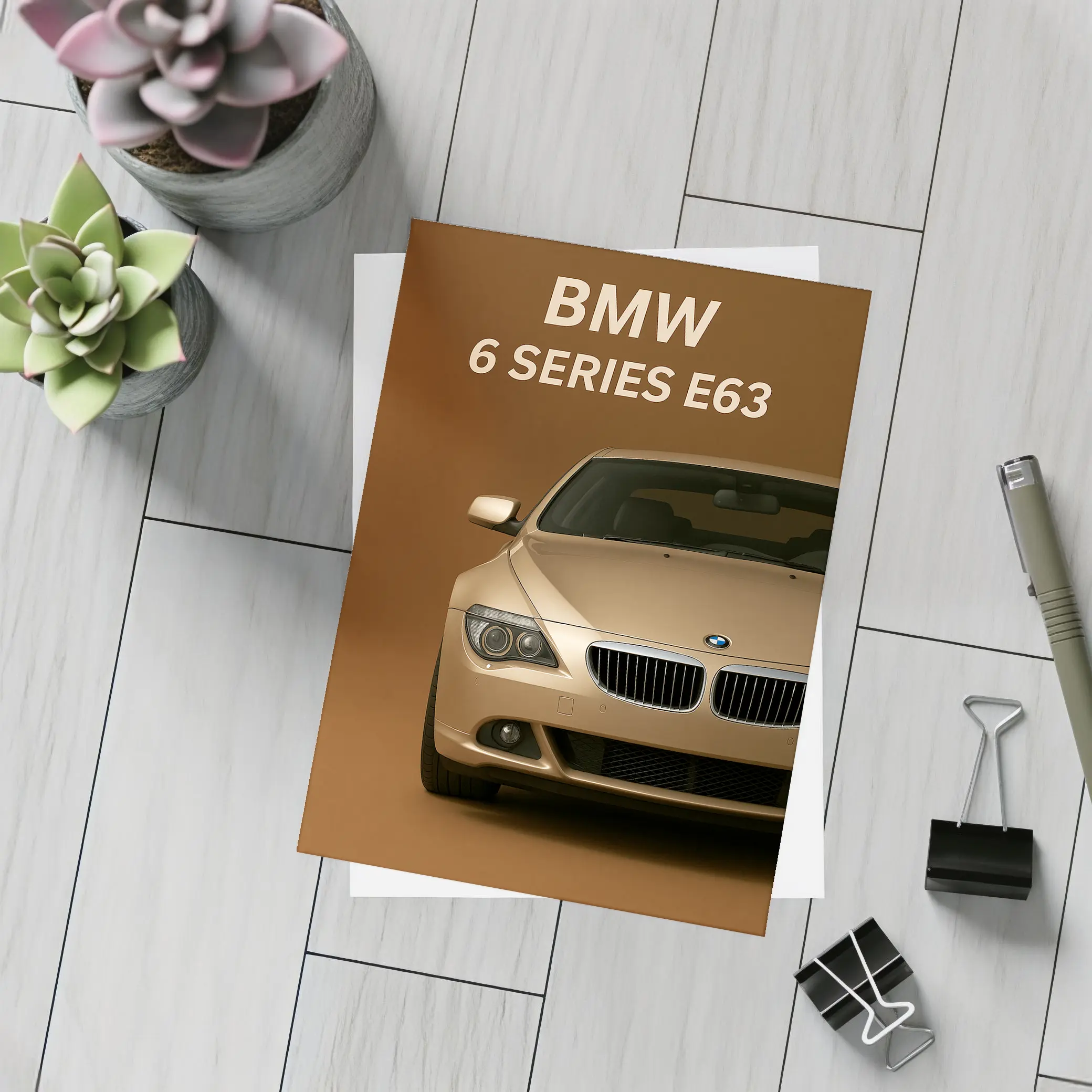 BMW 6 Series E63 Brown Background – Postcards