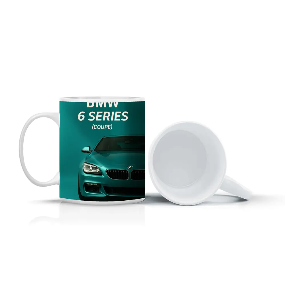 BMW Six Series Coupe Teal Background – Mugs