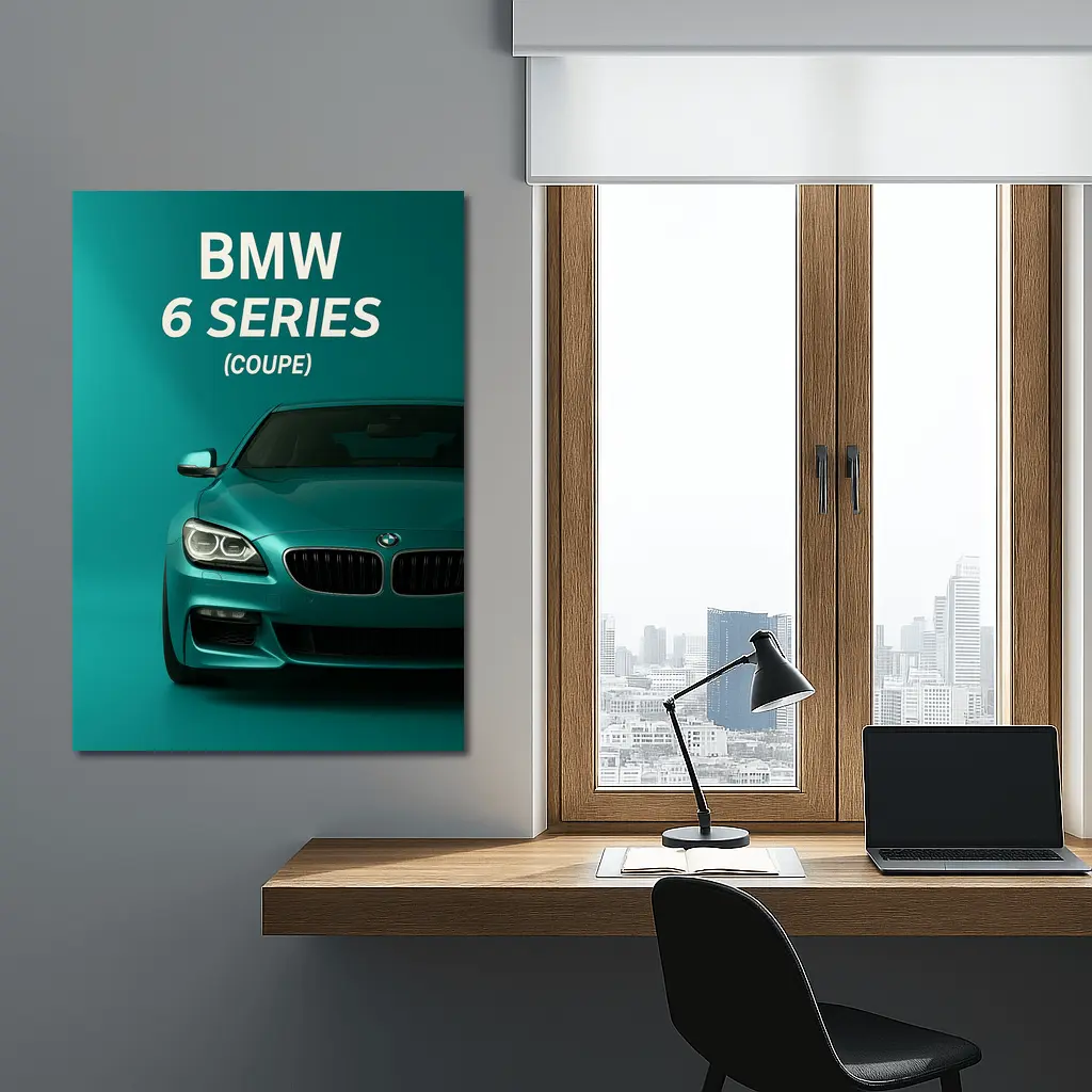 BMW Six Series Coupe Teal Background – Wall Art