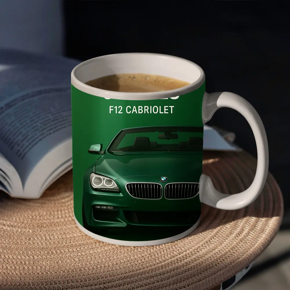 BMW Six Series F12 Cabriolet Green Background – Mugs