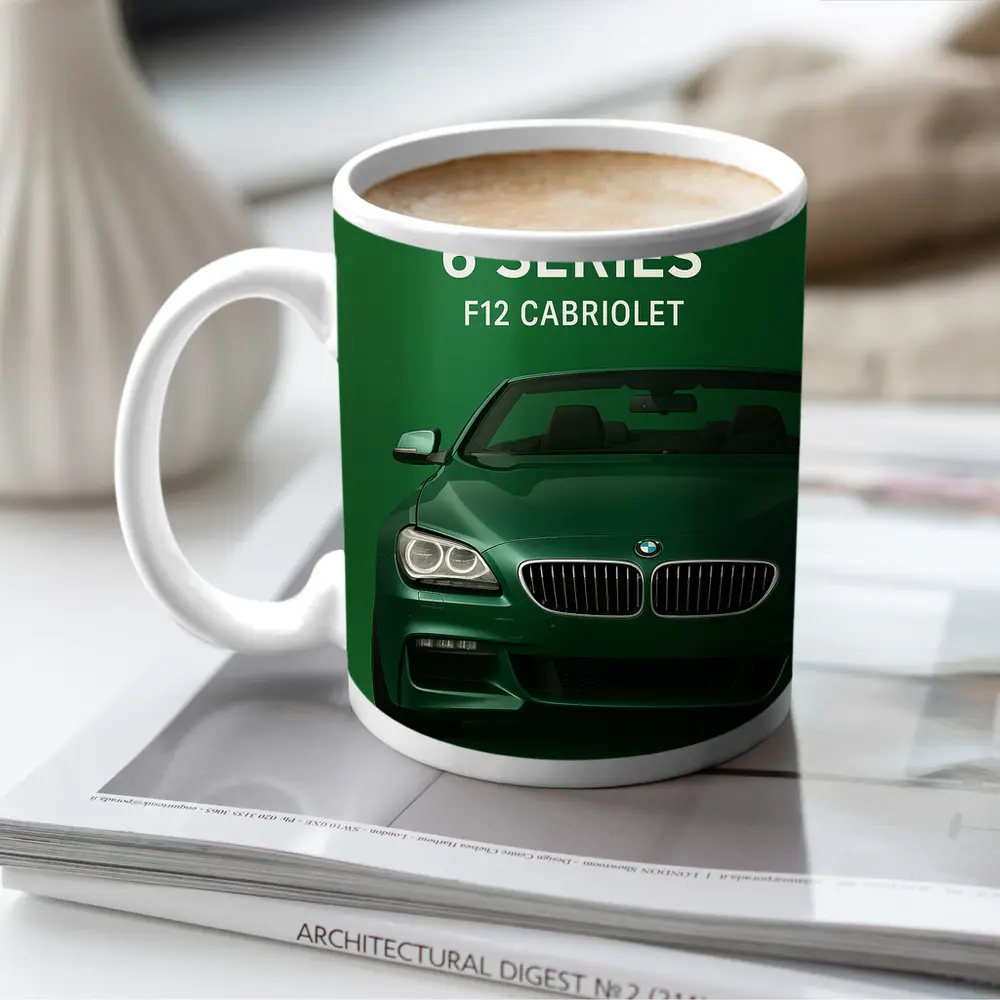 BMW Six Series F12 Cabriolet Green Background – Mugs