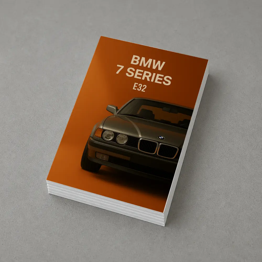 BMW Seven Series E32 Orange Background – Postcards