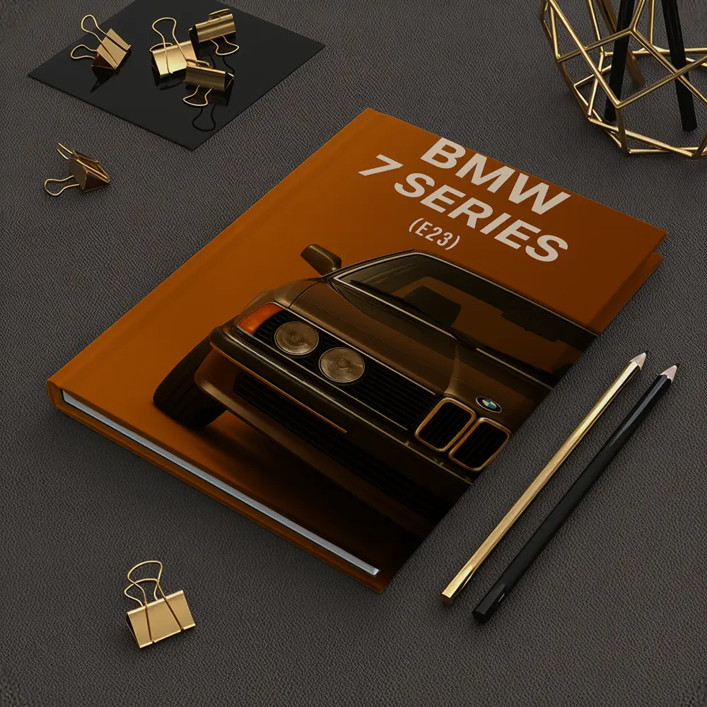 BMW Seven Series E23 Orange Background Art – Notebooks