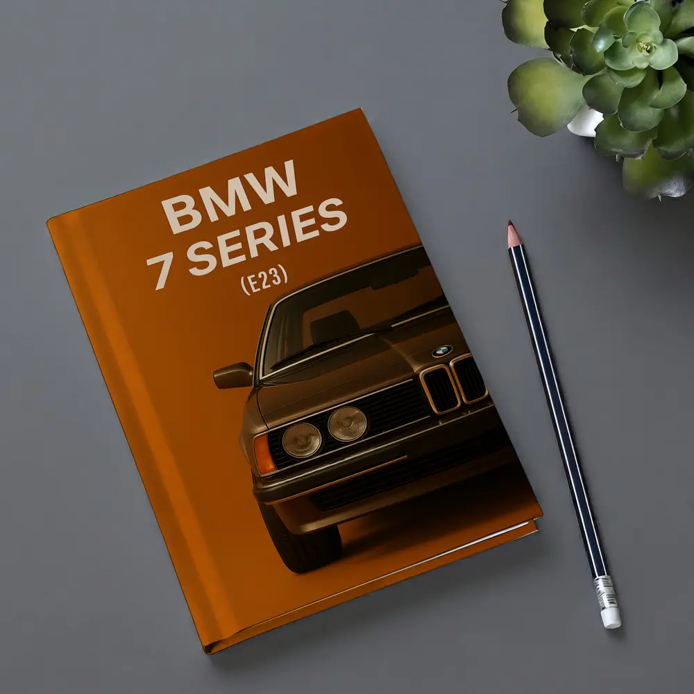 BMW Seven Series E23 Orange Background Art – Notebooks