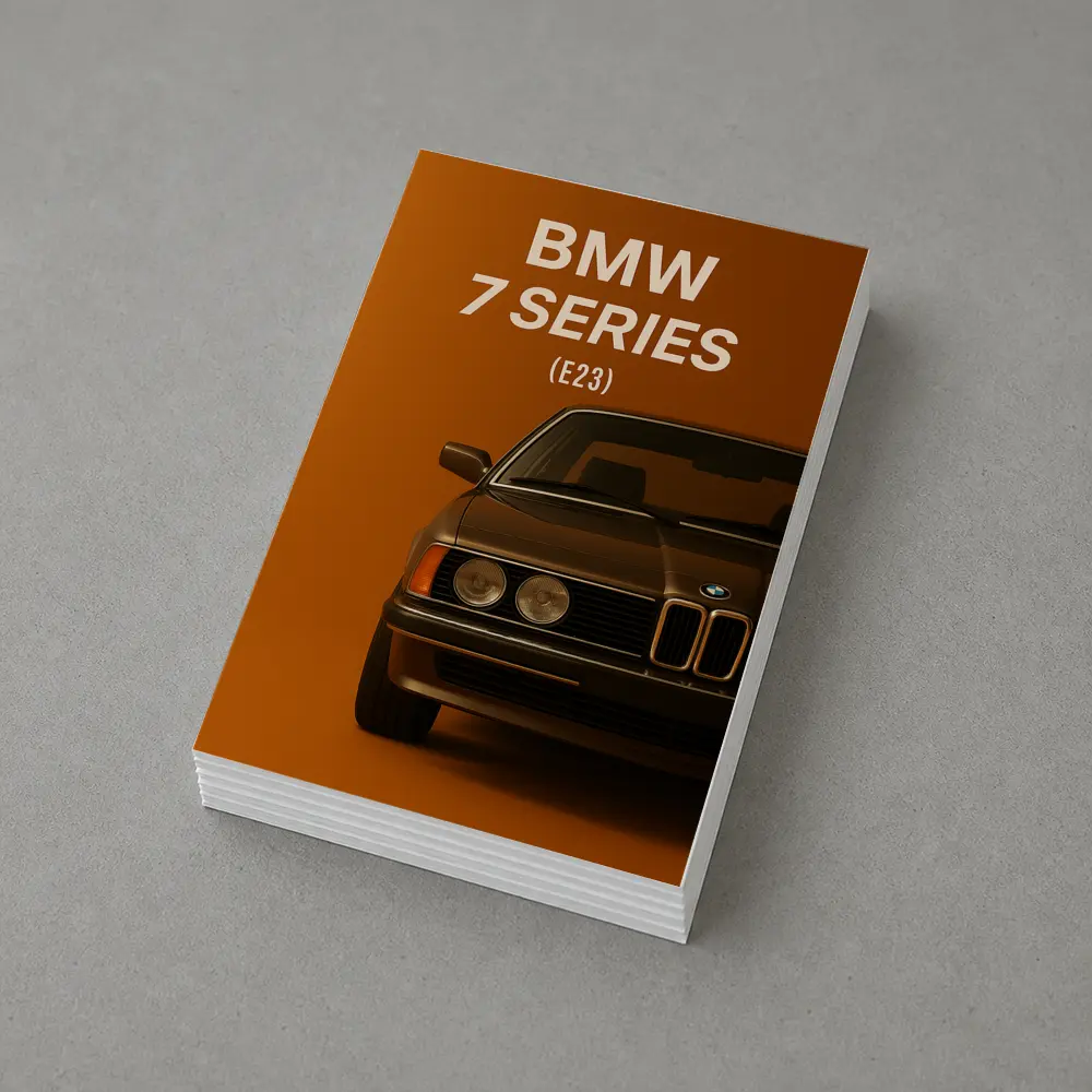 BMW Seven Series E23 Orange Background Art – Postcards
