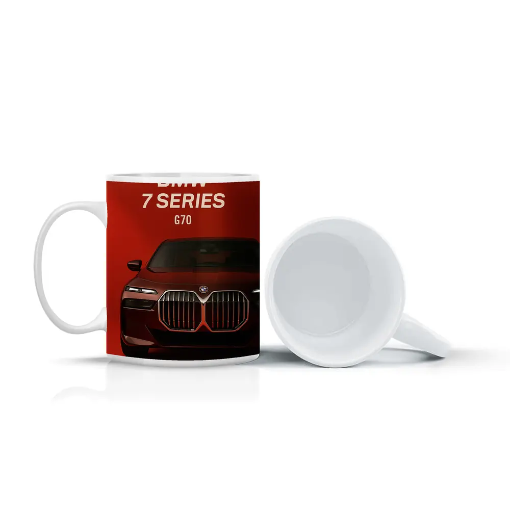 BMW Seven Series G70 Red Background – Mugs