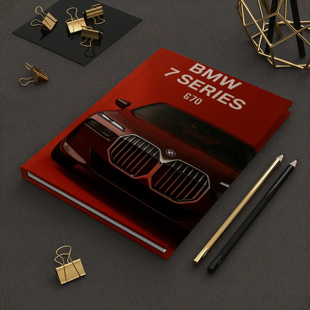 BMW Seven Series G70 Red Background – Notebooks
