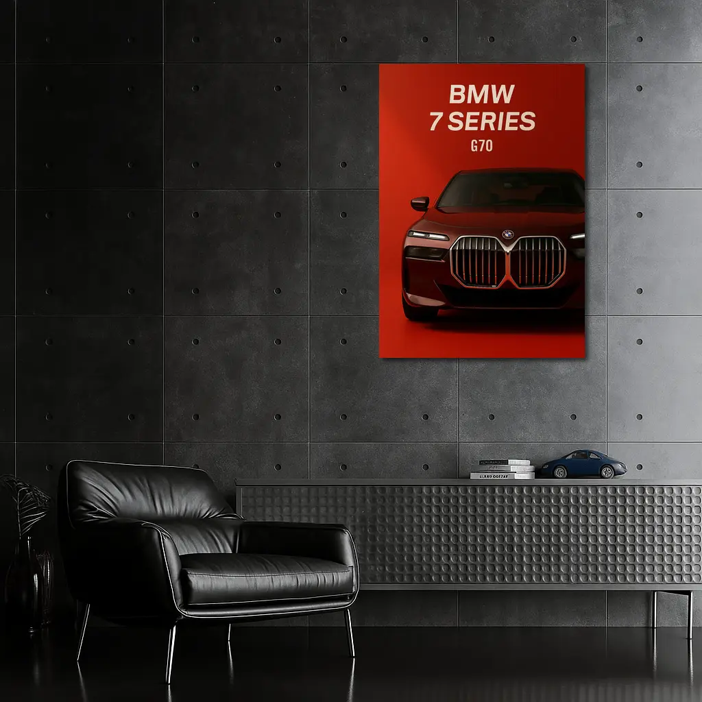 BMW Seven Series G70 Red Background – Wall Art