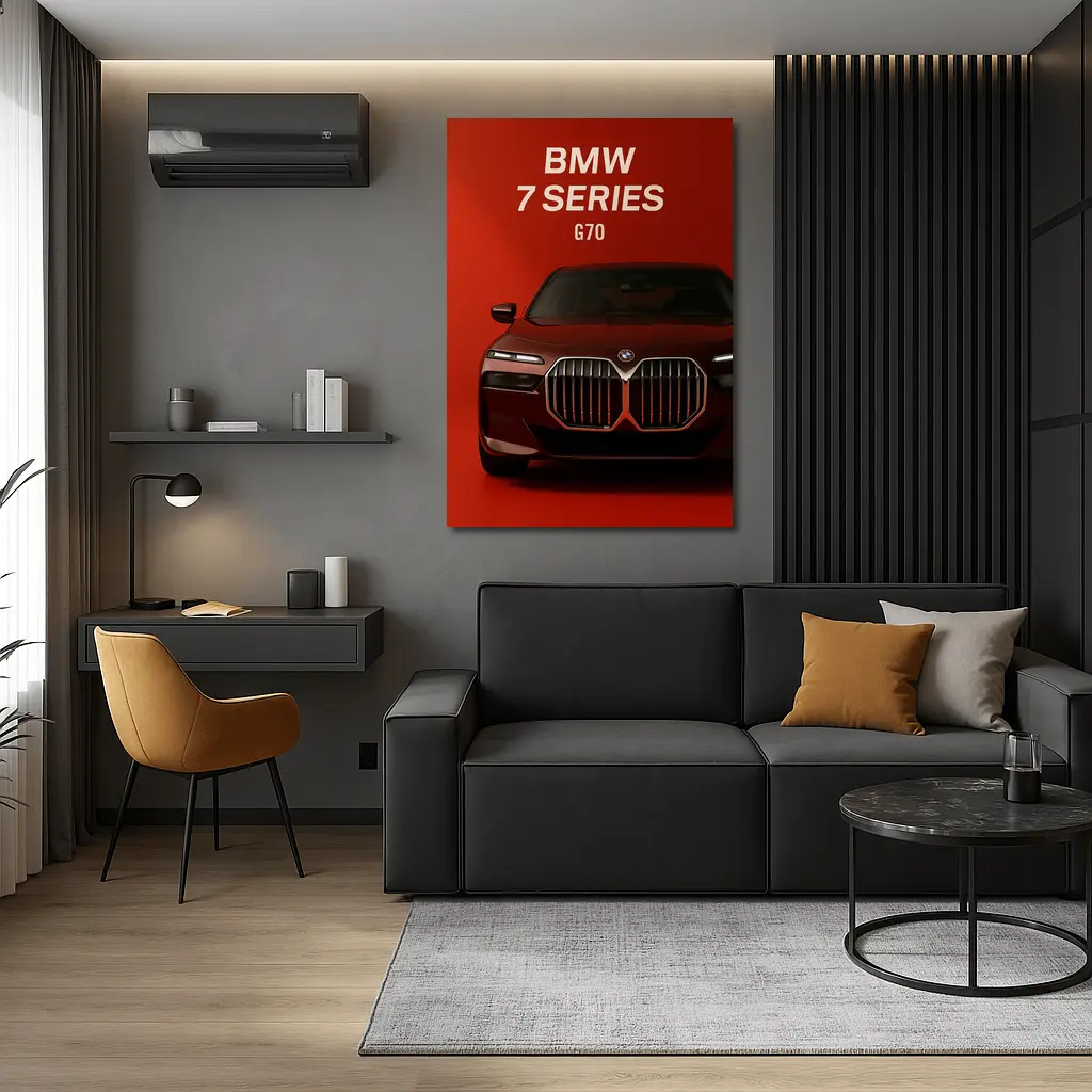 BMW Seven Series G70 Red Background – Wall Art