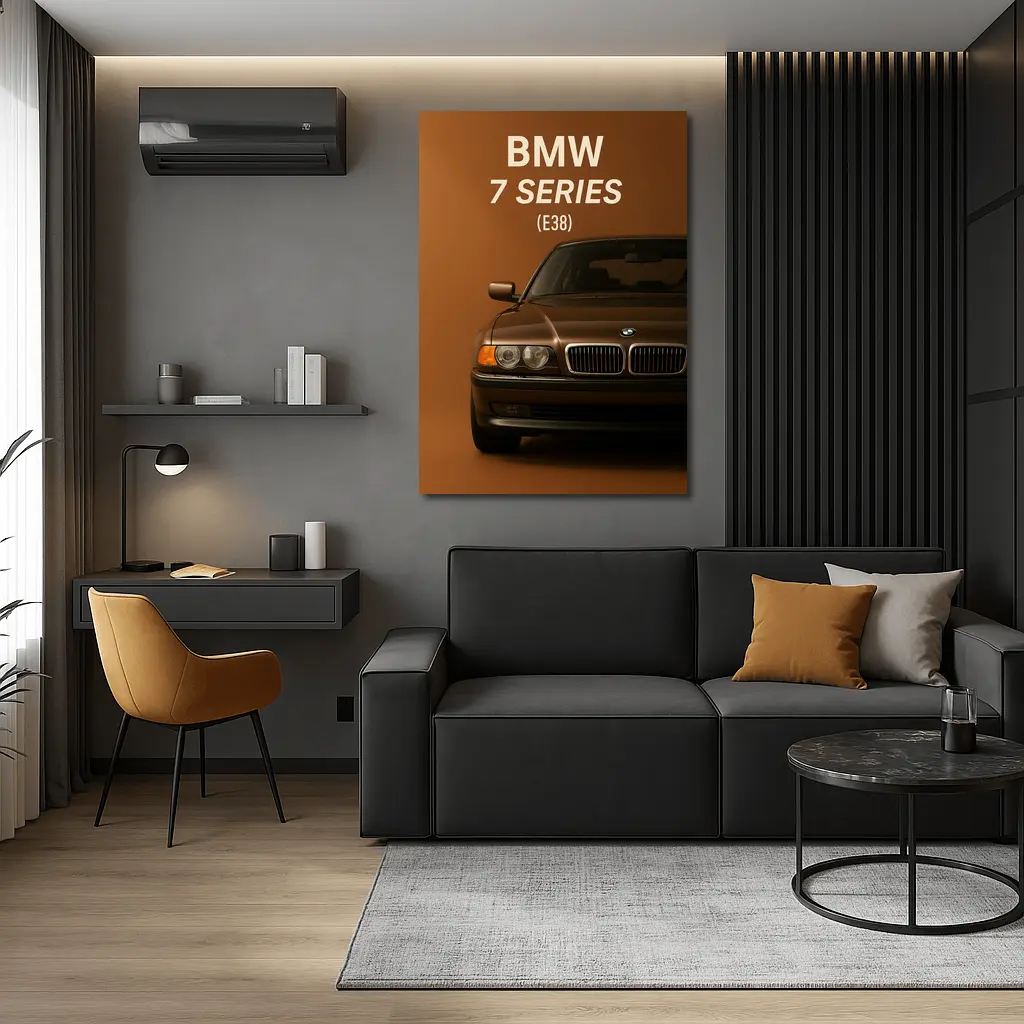 BMW Seven Series E38 Brown Background Art – Wall Art