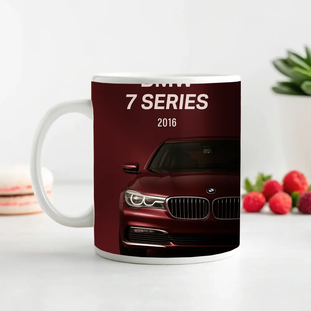 BMW 7 Series 2016 Dark Red Background – Mugs